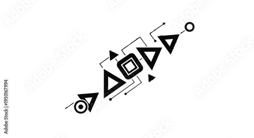 Geometric shapes abstract background with triangles, circles, and squares in black and white modern minimalist design