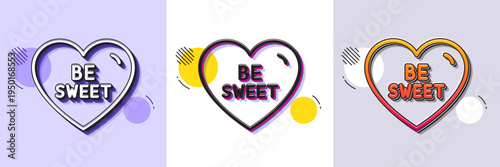 Be sweet line icon. Halftone dotted pattern. Gradient icon with grain shadow. Sweet heart sign. Valentine day love symbol. Line be sweet icon. Various designs. Vector