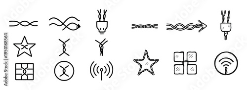 Connection icons with wire plug antenna outline