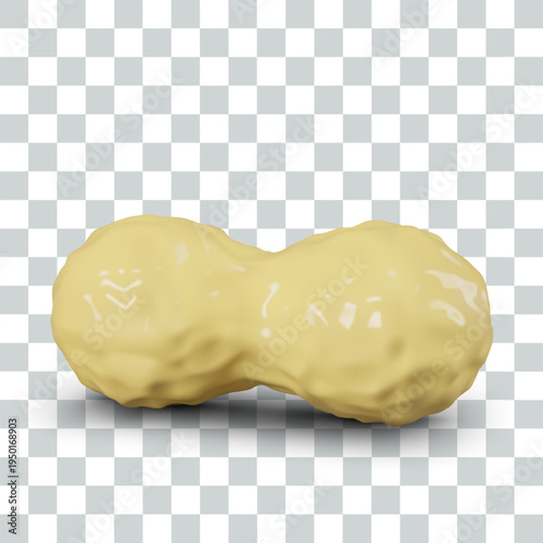 3D peanut pod in cartoon style. Ripe ground nut. Vector model in shell