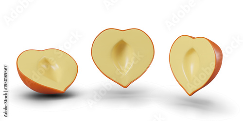 Half of hazelnut, view from different sides. Set of templates for organic food concepts