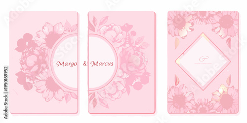 Elegant pink wedding invitation card designs with floral arrangements