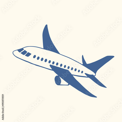 Airplane icon in flat style. Simple passenger aircraft illustration for travel, aviation, transportation, tourism app and flight related design.
