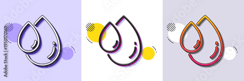 Oil drop line icon. Halftone dotted pattern. Gradient icon with grain shadow. Hair care serum sign. Line oil drop icon. Various designs. Vector