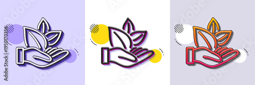 Organic product line icon. Halftone dotted pattern. Gradient icon with grain shadow. No artificial colors sign. Natural flavors symbol. Line organic product icon. Various designs. Vector