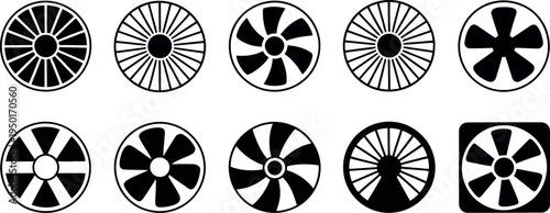 Collection of various fan wheel designs