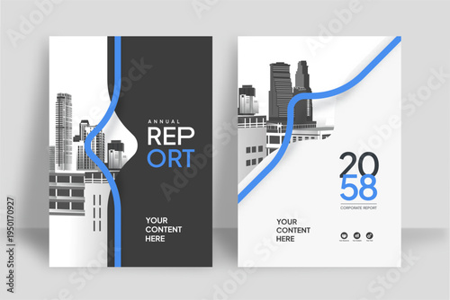 Business Report Cover Template – Blue Geometric Layout (A4)