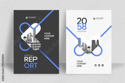 Business Report Cover Template – Blue Geometric Layout (A4)
