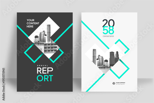 Business Report Cover Template – Green Geometric Layout (A4)
