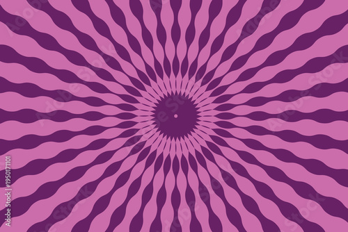 Abstract groovy spiral background featuring wavy radial stripes in vibrant pink and deep purple tones. The flowing curved lines radiate from the center, creating a dynamic vortex illusion effect.