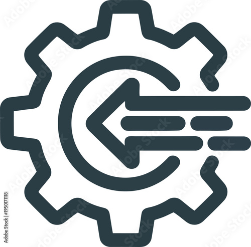 Gear with arrow icon for settings or configuration