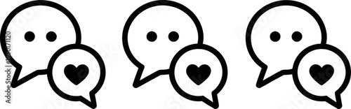 Chat bubbles with hearts and anonymous faces