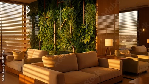 Modern Interior With Green Wall and Natural Light