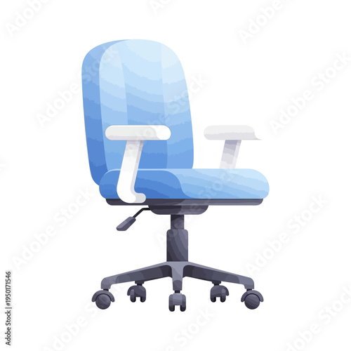 Modern blue ergonomic office chair, designed with adjustable features for optimal comfort and support in professional or home workspaces. A clean vector graphic