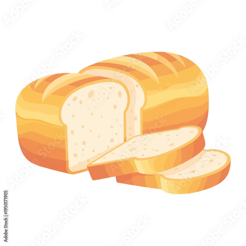 Wholesome freshly baked sliced bread loaf vector illustration. A delicious graphic perfect for breakfast, baking, or food-related design concepts and visuals