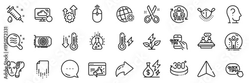 Low thermometer, Swipe up and Teamwork line icons pack. Share, Message, Paper plane icons. Education, Seo marketing, Electricity power web icon. Vector