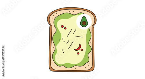 a slice of toast with avocado and egg.