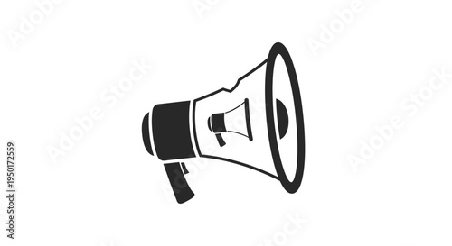 A black and white illustration of a megaphone.