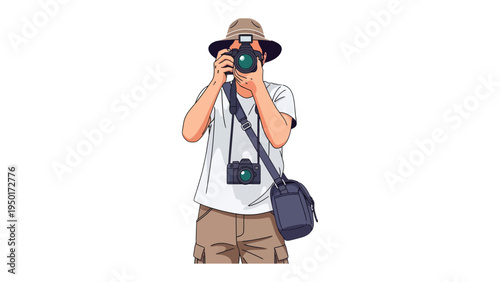 Captured Moment: Illustration of a photographer, embodying the art of capturing moments and storytelling through the lens.