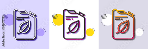 Canister line icon. Halftone dotted pattern. Gradient icon with grain shadow. Eco diesel fuel sign. Kerosene or gasoline container symbol. Line canister icon. Various designs. Vector