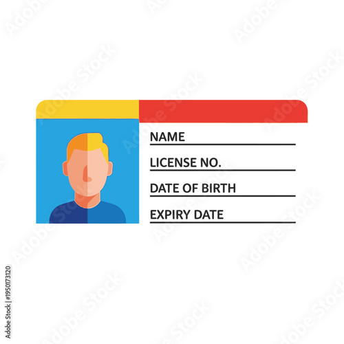 Minimalist vector graphic depicting a personal identification card template, ideal for illustrating concepts of official documents, secure data, and identity verification processes
