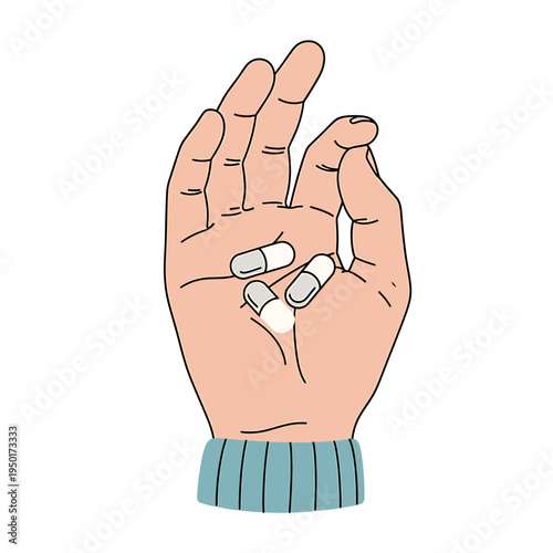 Hand Holding Medication Capsules