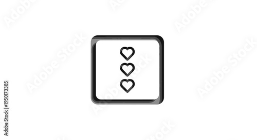 Three hearts in a square frame.