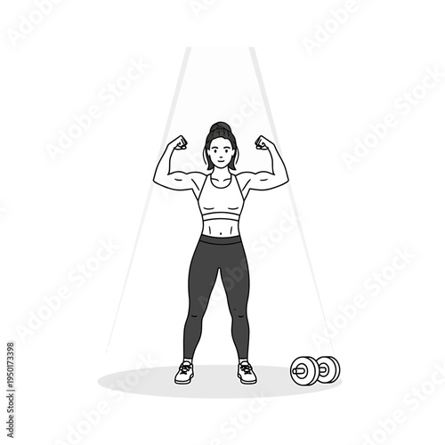 Athletic Woman Flexing Muscles