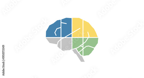 Colorful brain section infographic template.