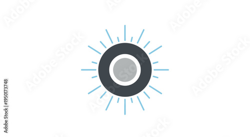 Graphic design element of a stylized sun.