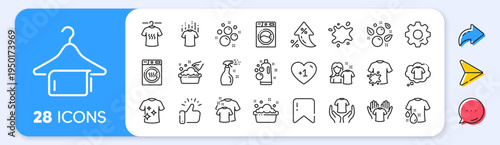 Laundry line icons. Interest rate, AI generate, Inflation icons. Dryer, Washing machine and dirt shirt. Laundromat, hand washing, soap bubbles in basin icons. Vector