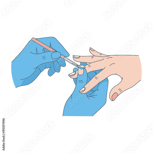 Manicurist Working on Nails with Tool