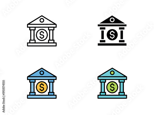 Bank account icons in various styles for finance management branding print design and digital media