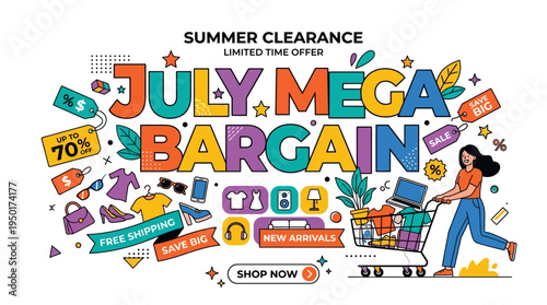 Summer Clearance July Mega Bargain Promotion Banner