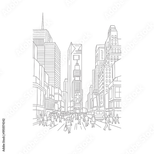 Times Square Line Art New York City