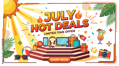Summer Sale Banner July Hot Deals