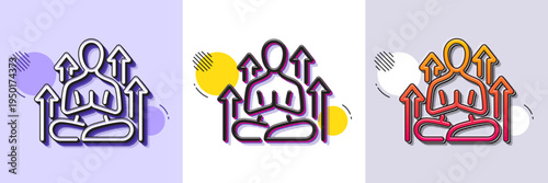 Yoga line icon. Halftone dotted pattern. Gradient icon with grain shadow. Meditation pose sign. Relax body and mind symbol. Line yoga icon. Various designs. Vector