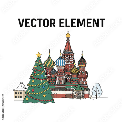 Christmas Tree in Front of Saint Basil's Cathedral
