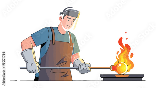 Artisan at Work: Capturing the craft and skill of a glassblower shaping molten glass with precision and expertise, a testament to the artisan's dedication and skill.