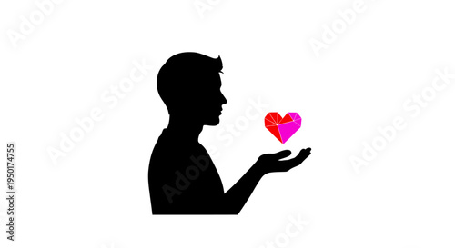 Man holding a heart symbol.