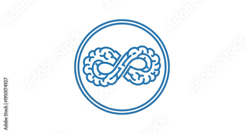 Blue infinity symbol with brain design.