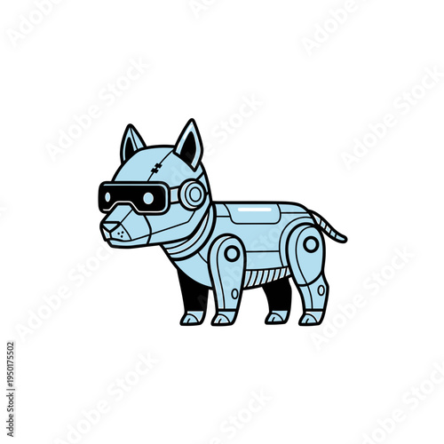 Cute Robot Dog Wearing Futuristic Goggles