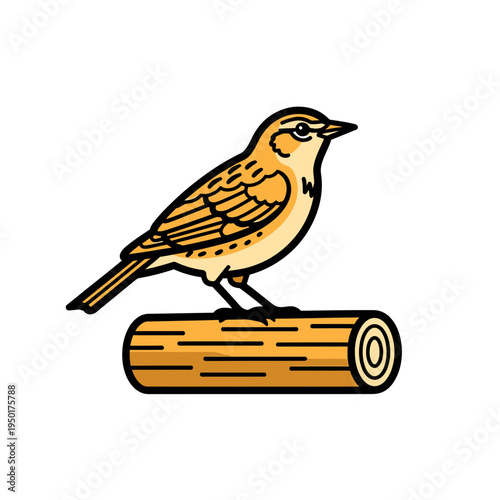 Skylark Perched on Log