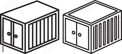 Shipping Container Icons: Storage Box Outline Vector with White Background with Supply Chain with Storage Unit with Industry Standard