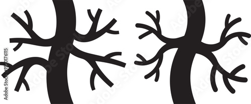 Tree Branch Icons: Silhouette Vector Art with White Background with Design Element