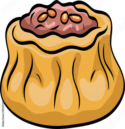 Steamed Dumpling Dim Sum Cartoon Illustration 