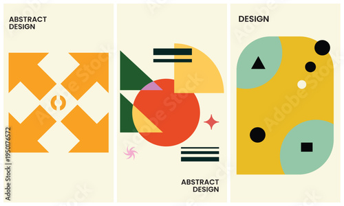 Modern abstract geometric design with vibrant shapes and overlapping circles for creative backgrounds and branding