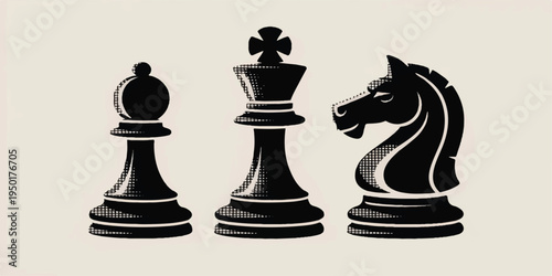 Black chess pieces with a queen on a wooden board showing strategy, competition, and the challenge of the game