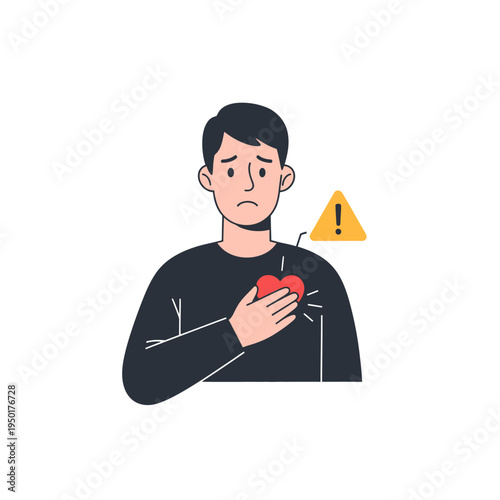 Man with chest pain, heart problem, warning sign