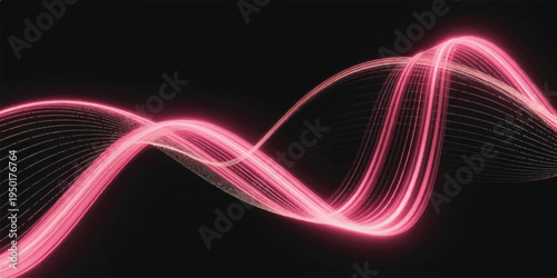 Abstract glowing neon lines forming dynamic wave patterns on a dark futuristic background